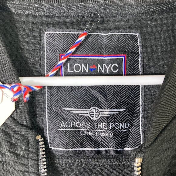 Mens Lon Nyc Across the Pond Cardigan Jacket Full Zip Black M Polyester NWT - Picture 6 of 9